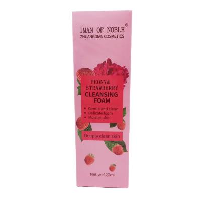 China IMAN DEEP CLEANSING Foam Noble Strawberry Amino Acid Cleansing Foam Cleansing Cream with Brush Head Deep Clean and Shrink Pores for sale