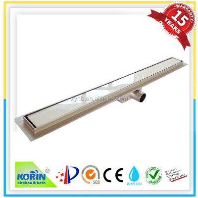 China White Glass Shower Horizontal Side Strainer Outlet Linear Drain for sale