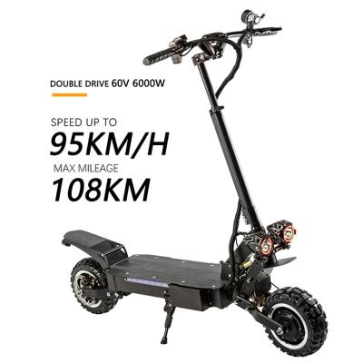 China 11 Inch Unisex Off-Road Electric Scooter Two Wheel Adult Electric Scooter 60V 6000W Max Load 200KG E-scooters For Heavy Person for sale