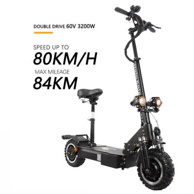 China Off Road Scooter Lithium Ion Battery 21Ah 60V Electric Scooter 3200w Electric Scooter Unisex Adult Double Drive for sale