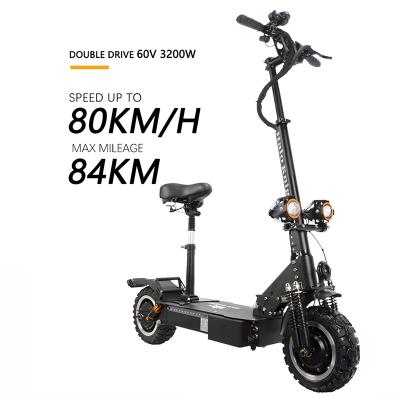 China 2020 65KM/H Unisex Electric Scooter 3200w Motorcycle 60V Fast Electric Adult Electric Scooter With Seat for sale