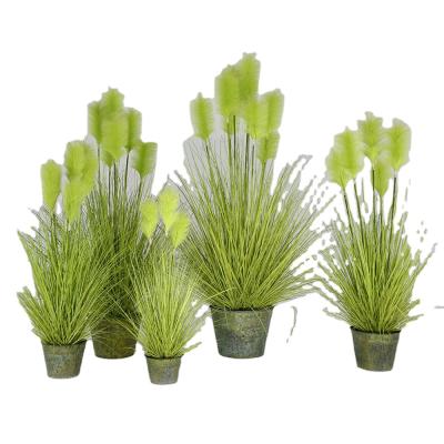 China Natural Touch Artificial Reed Grass Plant With Metal Pot For Deco for sale