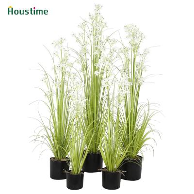 China Real Touch Natural Artificial Greenery Plants Touch Allium Grass With Pot For Home Decor for sale