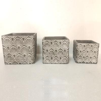 China Modern Square Plants Pot Cement Mold Planters Reusable Succulent Flower Pot for sale