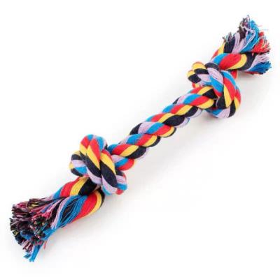 China Wholesale Viable Dog Chew Toy Durable Cotton Multi Color 2-Knot Rope Dog Toy for sale