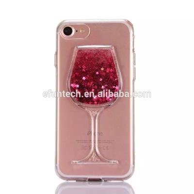 China Shiny Low Price Sparkly Glitter Wine Red Cup Sand TPU Gel Cell Phone Liquid Cover For iPhone 5 Se 5S Case for sale