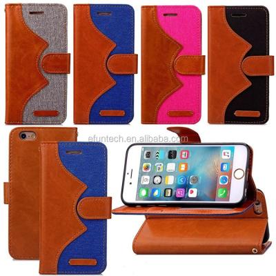 China Wallet flip phone case denim and PU leather cell phone accessories flip wallet phone case for iphone 6 6s plus accessory for sale