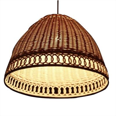 China New Creative Handwoven Bamboo Wicker Rattan Shade Plant Plankton Pendant Lamp Hanging Light Like A Hat Modern Lighting Fixtures Low MOQ for sale