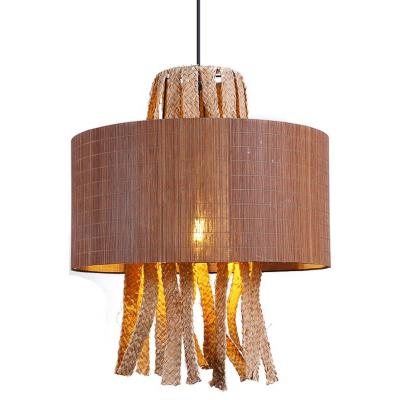 China Rustic Creative Antique Weaving Bamboo Lantern Hanging Light Natural Rattan Hotel Restaurant Resort Bar Bamboo Pendant Light Chandelier for sale