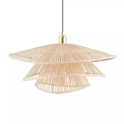 China New Rattan Lampshade Modern Bamboo Ceiling Lamp Eco-Friendly Hanging Kitchen Island Decoration Fixture Wicker Pendant Lighting for sale