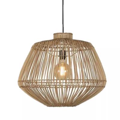 China New Rattan Lampshade Modern Bamboo Ceiling Lamp Eco-Friendly Hanging Kitchen Island Decoration Fixture Wicker Pendant Lighting for sale