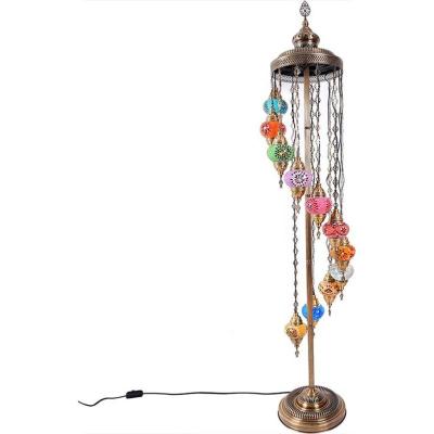 China Handcraft Turkish Moroccan Glass Hotel Floor Lamp Decorative 11 Ball Mosaic Floor Lamp Bohemian LED Floor Standing Light for sale