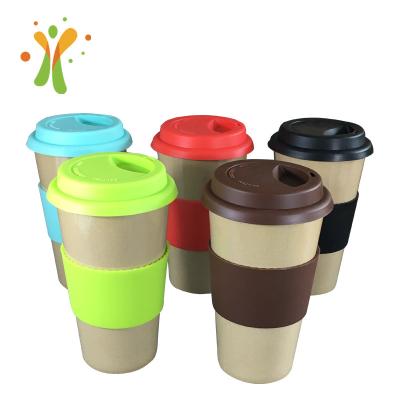 China Sustainable hot selling adult rice husk student drink cup eco cups tea saucers with sleeve and lid for sale