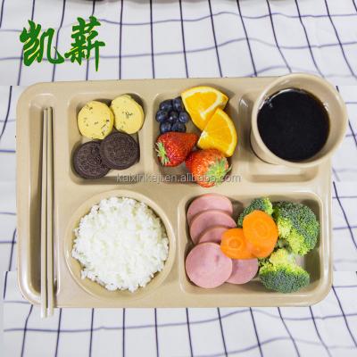 China Biodegradable Bamboo Fiber Food Eco - Friendly Designed Non Plastic Serving Rice Husk Lunch Tray for sale