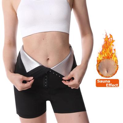 China Hot Sweat Absorbent Plus Size Waist Trimmer Trainer Gaiters Thermal Black Sauna Panty Shorts For Fat Women for sale