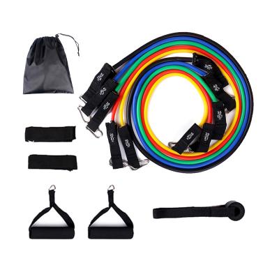 China Durable Yoga Gym Fitness Ankle Band 200lbs Tube 11pcs Resistance Bands Set For Pulling Rope With Handle for sale