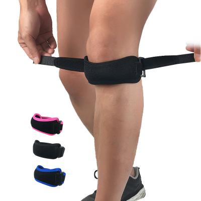 China Shock Absorption Gym Sport Pain Relief Tendon Band Patella Support Belt Knee Brace Adjustable Powerlifting Strap for sale