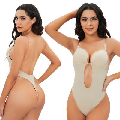 China Sexy Antibacterial Deep V Neckline Lingerie Shapewear Backless Seamless Strapless Bodysuit Bodysuit For Women for sale