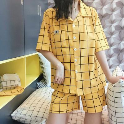 China QUICK DRY Solid Satin Summer Spring Silk Pajamas Pajamas Refine Sleepwear Night Wear Women Lounge Nightgown 2 Pieces Pajama Set for sale