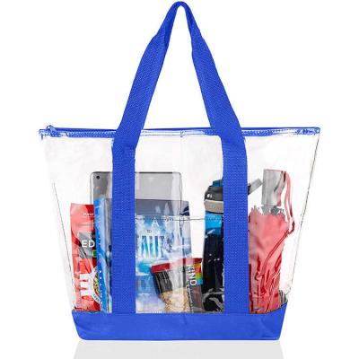 China Blue Reusable Waterproof Grocery Tote Shopping Bag PVC Reusable Custom Printing for sale