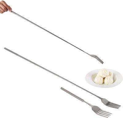 China Viable Covered-Extends to 25 Inch GRILLS Fruit Telescopic Extendable Dessert Fork Long Handle Dinner Fork for sale