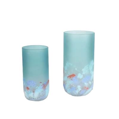 China Frosted Color Customized 2021 Top Class Matte Cylindrical Centerpiece Luxury White High Quality Handmade Decorative Flower Vase For Home Decor for sale