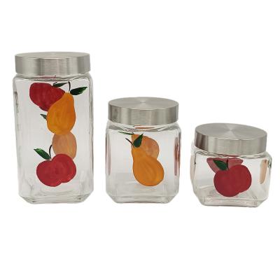 China Hotsale Modern Decal Storage Glass Bottle With Lid for sale