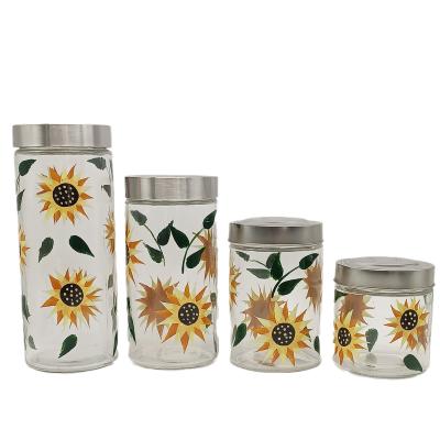 China Hotsale Modern Decal Storage Glass Bottle With Lid for sale