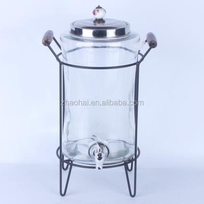 China Sustainable Glass Drink Dispenser With Handle Holder for sale