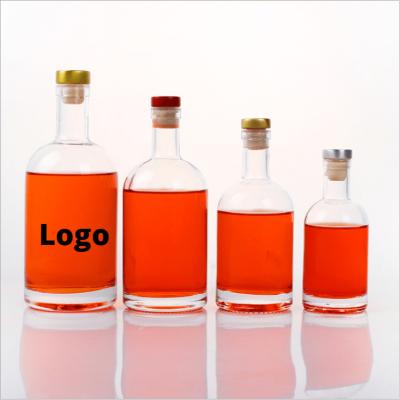 China Beverage Round 750ml Vodka Spirit Bottle With Rum Cork Gin Liquor Glass Bottle for sale