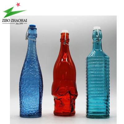 China Personalized Style Glass Beverage Bottle With Swing Top Cap ZHAOHAI for sale