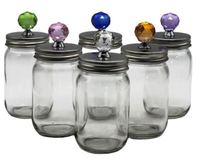 China Promotional good quality small glass folding jar food storage glass jars with diamond lid ZHAOHAI for sale