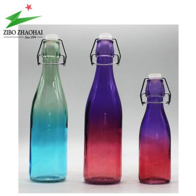 China Beverage Gradient Ramp Glass Water Bottle With Swing Top Cap ZHAOHAI for sale