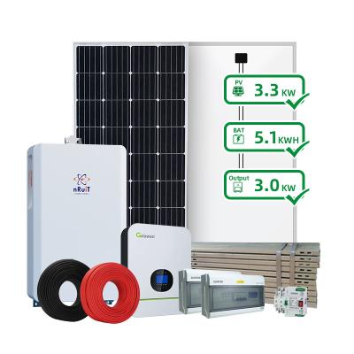 China Home Energy System Plan Batteries 5kwh Mono Solar Panel 330w Solar Power Systems AC 3kw 5kw 6kw Output Power Customization for sale