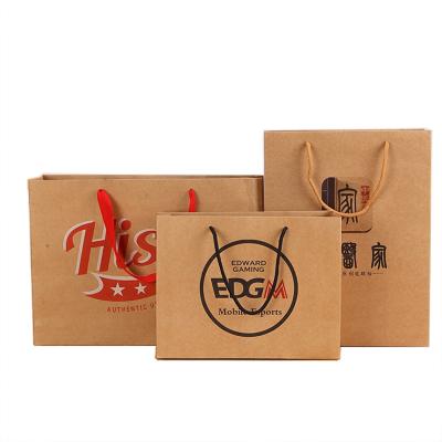 China Recyclable Custom Logo Printed To Recycle Brown White Black Paper Kraft Bags For Gift With Handle for sale