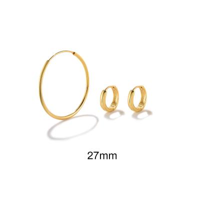 China TRENDY 925 Sterling Silver Fine Jewelry Earrings Set Different Size Big Hoop Gold Plated Hoop Earrings Women 3 Pieces/Set for sale