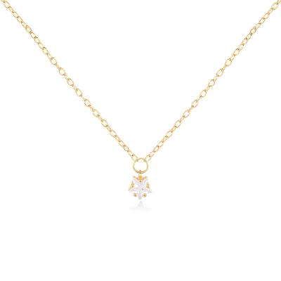 China FASHIONABLE 925 Sterling Silver Star Shaped Zircon Pendant Gold Plated Necklaces For Women for sale