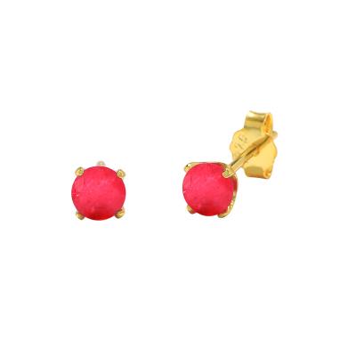 China FASHIONABLE 925 Sterling Silver Gemstone Simple Mini Earrings Fine Jewelry Colorful Gold Plated Stud Earrings For Women for sale