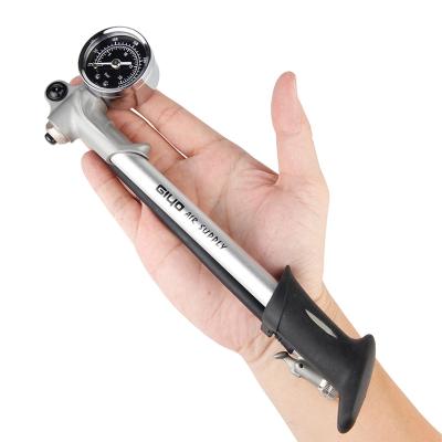 China GIYO Mini Bicycle Pump 300psi Plastic Portable High Pressure Fork / Shock Absorber Bike Pump With Barometer And Schrader Valve for sale