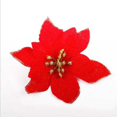 China Crafts Christmas Art And Crafting Artificial Christmas Flowers With Glitter Christmas Flower Decoration for sale