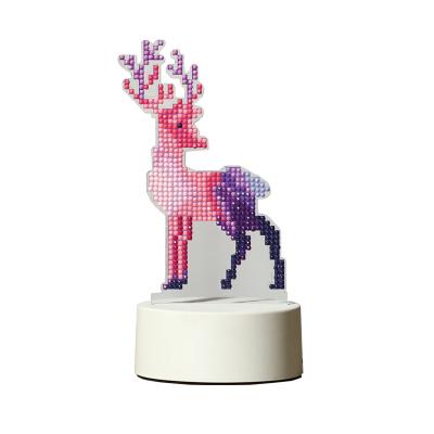 China Modern Cartoon Deer Craft Diy Children Festival Gift Abstract Diamond Painting By Numbers LED Light Decor for sale