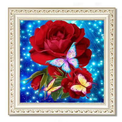 China Easy Red Rose Diamond Painting Custom Diamond Embroidery Painting for sale