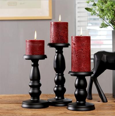 China Home Decoration Black Wrought Iron Candle Holders Wedding Western Christmas Style Candlestick Tea Candle Holder for sale