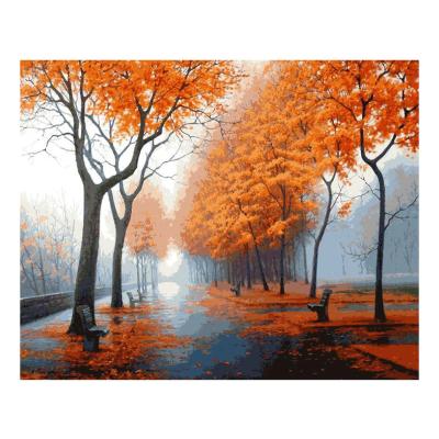 China Wholesale Easy Maple Leaf Oil Painting By Numbers Canvas 3d Hand Painted Wall Painting for sale