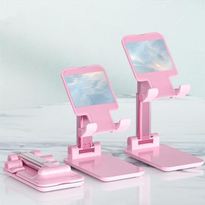 China Universal Telescopic Adjustable Live Broadcast Desktop Mount and Tablet Ring Folding Phone Holder Stand for sale