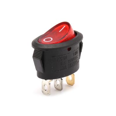 China KCD1 Boat Rocker Switch Power Switch 3 Pins On Off 10a 125v 6a 250vac Oval Led Rocker Switch With Red Light for sale