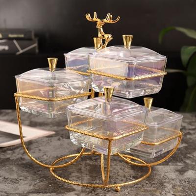 China Viable European Creative Glass Dried Fruit Tray Dessert Snack Dish Stand for sale