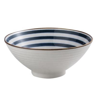 China Sustainable Creative Soup Bowl With Horn Shape Japanese Style Round Cute Ceramic Bowl Porcelain Ramen Bowl for sale