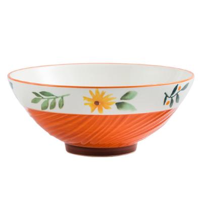 China Viable Simple Ceramic Bowl Light Ramen Style Household Soup Bowl Porcelain Horn Luxury Creative Bowl for sale