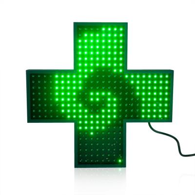 China PC Via Cable High Brightness Green Color Mini Pharmacy Led Cross Led Pharmacy Cross Display Screen for sale